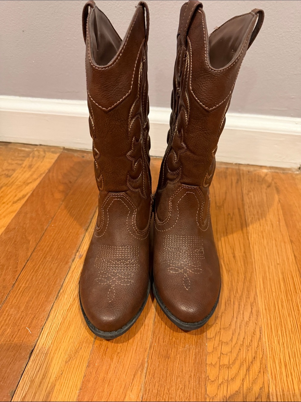 Girls Brown Leather Western Boots